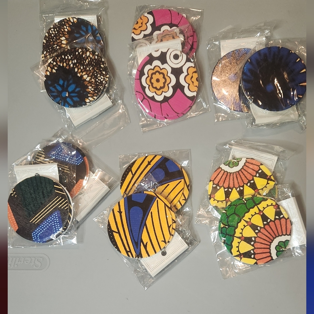 NWT Bundle Lot 12 pairs of large round Abstract Earrings